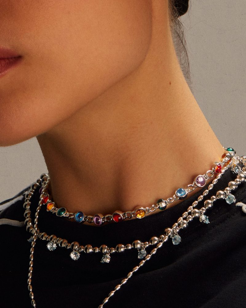 Infinity Beaded Choker Necklace | Rhodium Plated Silver & Gold Options - 图片 3