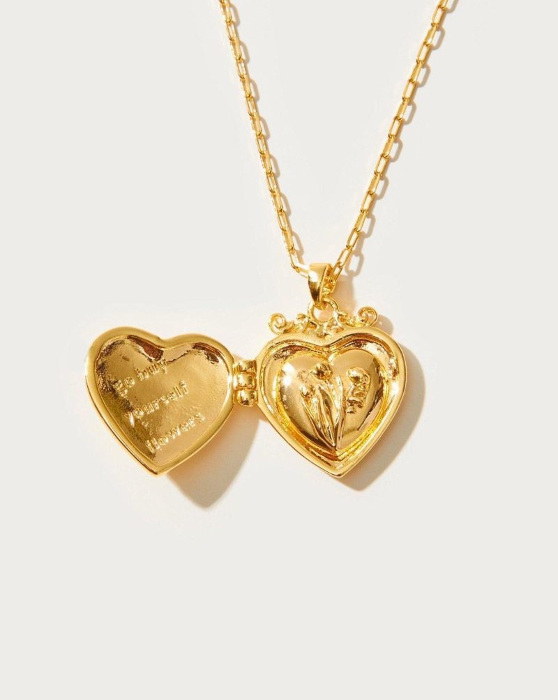 Large Isabela Locket Necklace - 18K Gold Plated Pendant | Vintage Inspired Keepsake Jewelry - 图片 3