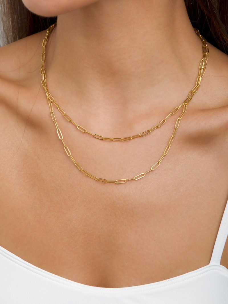 Layered Link Necklace | 18K Gold Plated Waterproof Stainless Steel - 图片 3