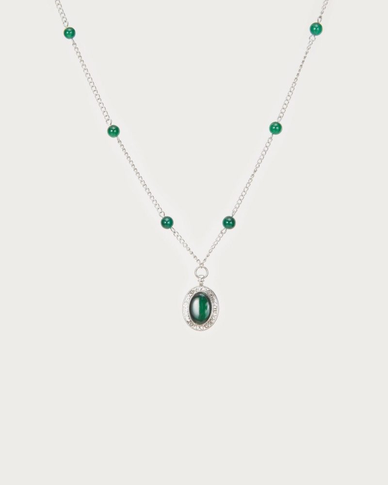 Linh Necklace in Silver | Platinum Plated with Dyed Natural Stone