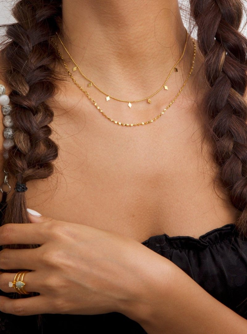 Layered Rhombus Necklace | 18K Gold Plated Waterproof Stainless Steel Set - 图片 2