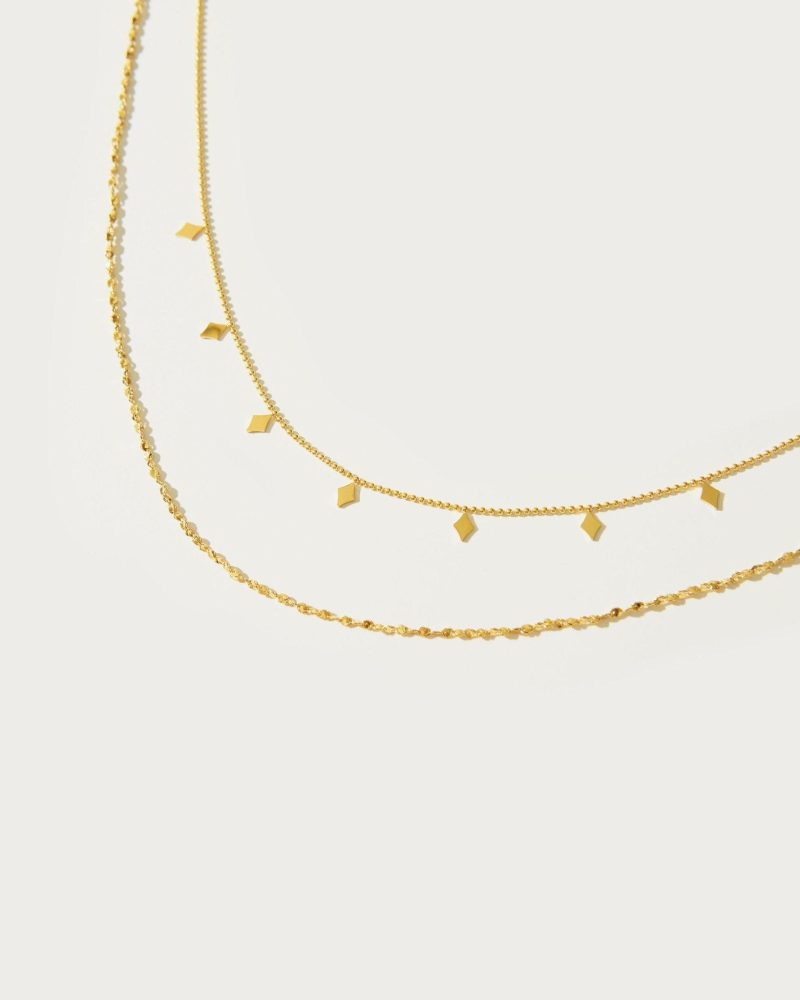 Layered Rhombus Necklace | 18K Gold Plated Waterproof Stainless Steel Set - 图片 3