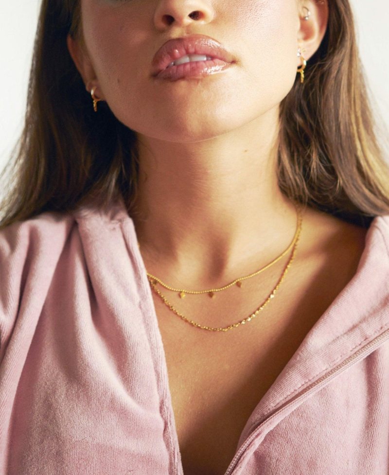 Layered Rhombus Necklace | 18K Gold Plated Waterproof Stainless Steel Set - 图片 4