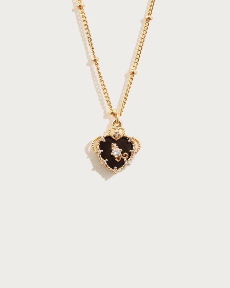 Mira Necklace | Gold Heart Pendant with Zirconia & Acrylic