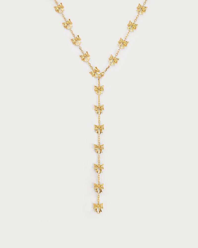Bow Lariat Long Necklace in Silver - 图片 5