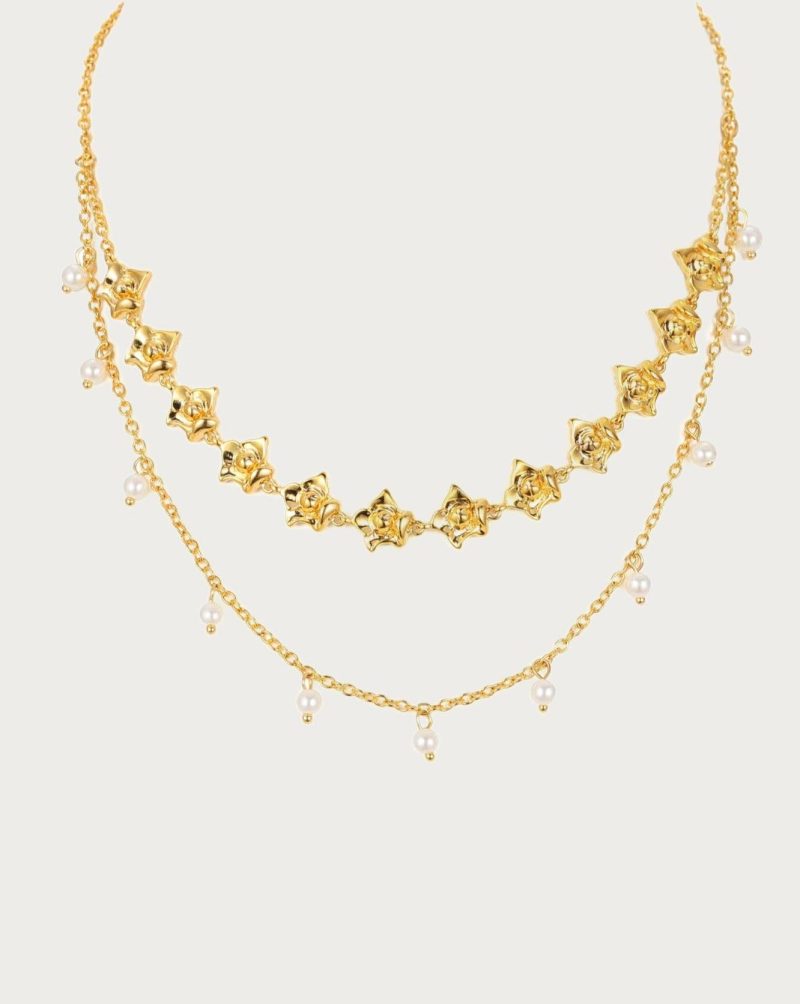Pearl Rose Layered Necklace