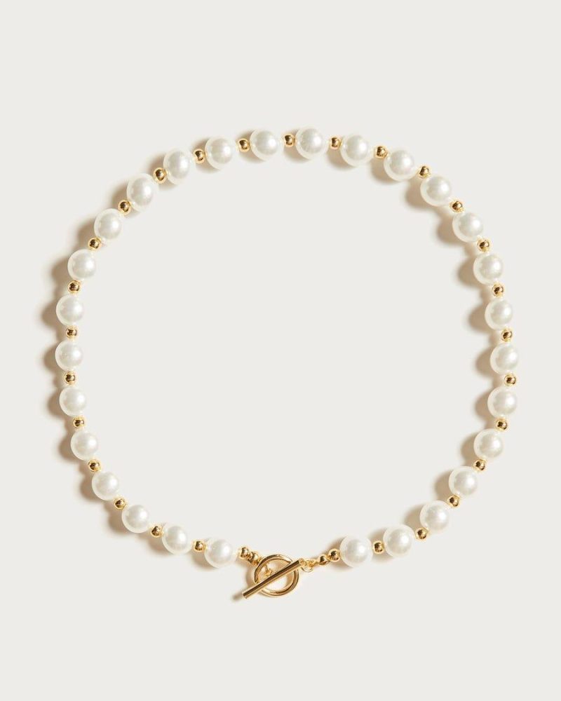 Kaiti Yoo x En Route: Classic Pearl Necklace - 18k Gold Plated Brass