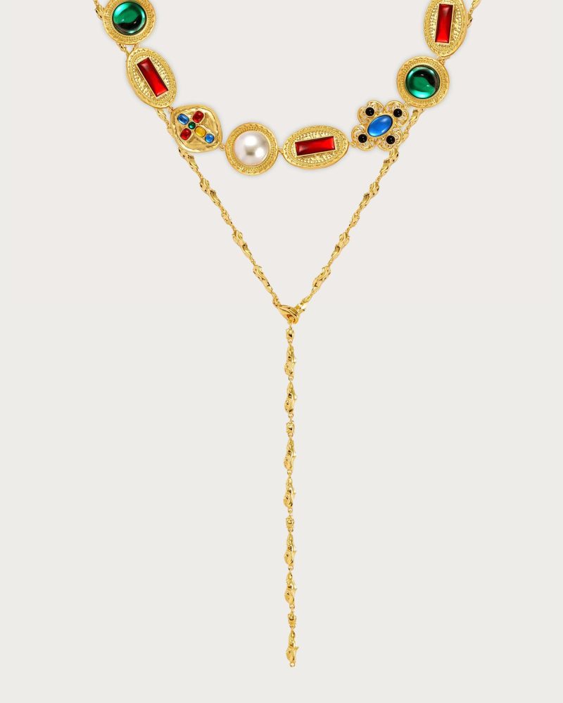 Reya Clusters Necklace Set | Gold Layered Necklace Collection