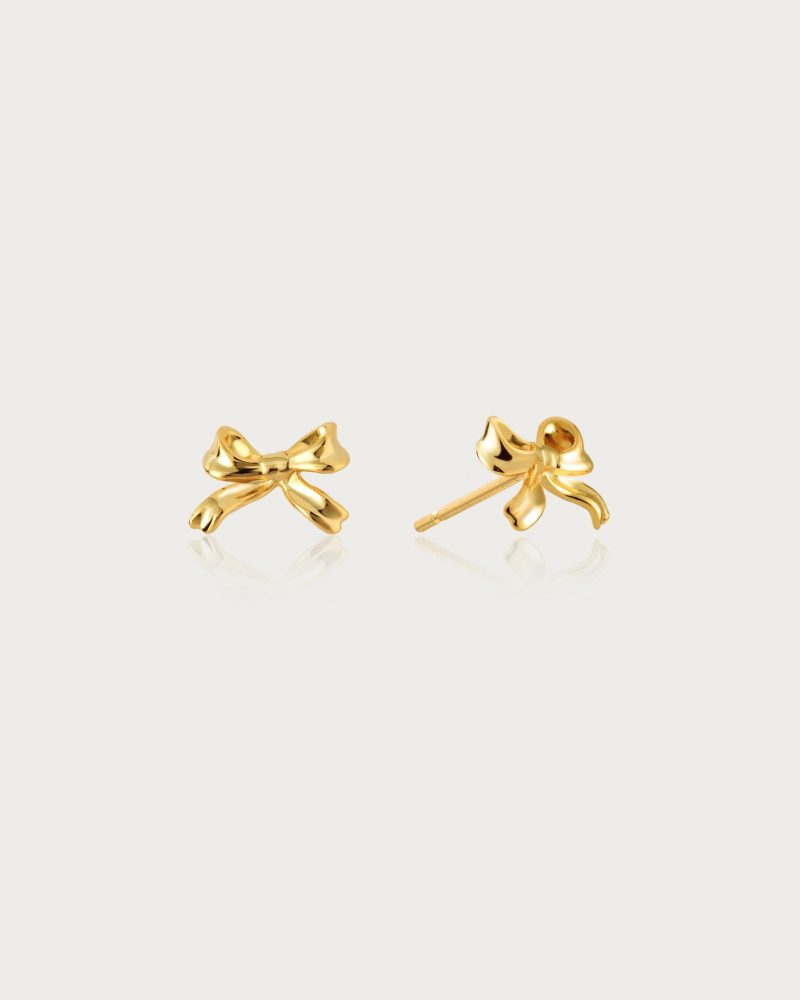 Silver Ribbon Stud Earrings - 图片 4