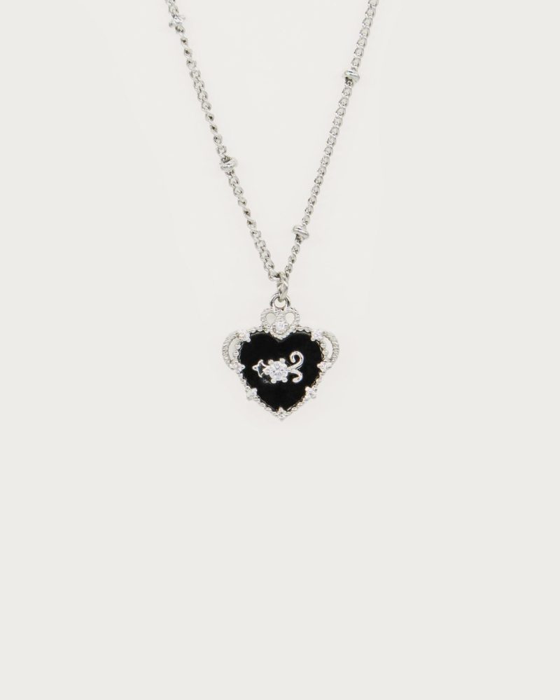Mira Necklace in Silver | Heart Pendant with Zirconia & Acrylic