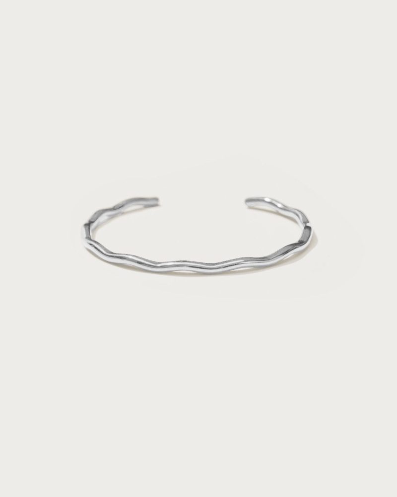 Silver Wave Bangle - Waterproof & Adjustable
