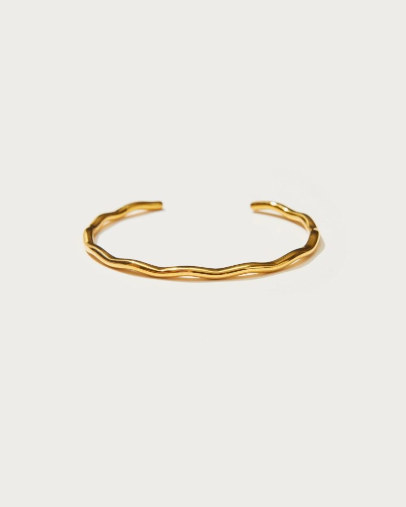 Silver Wave Bangle - Waterproof & Adjustable - 图片 4