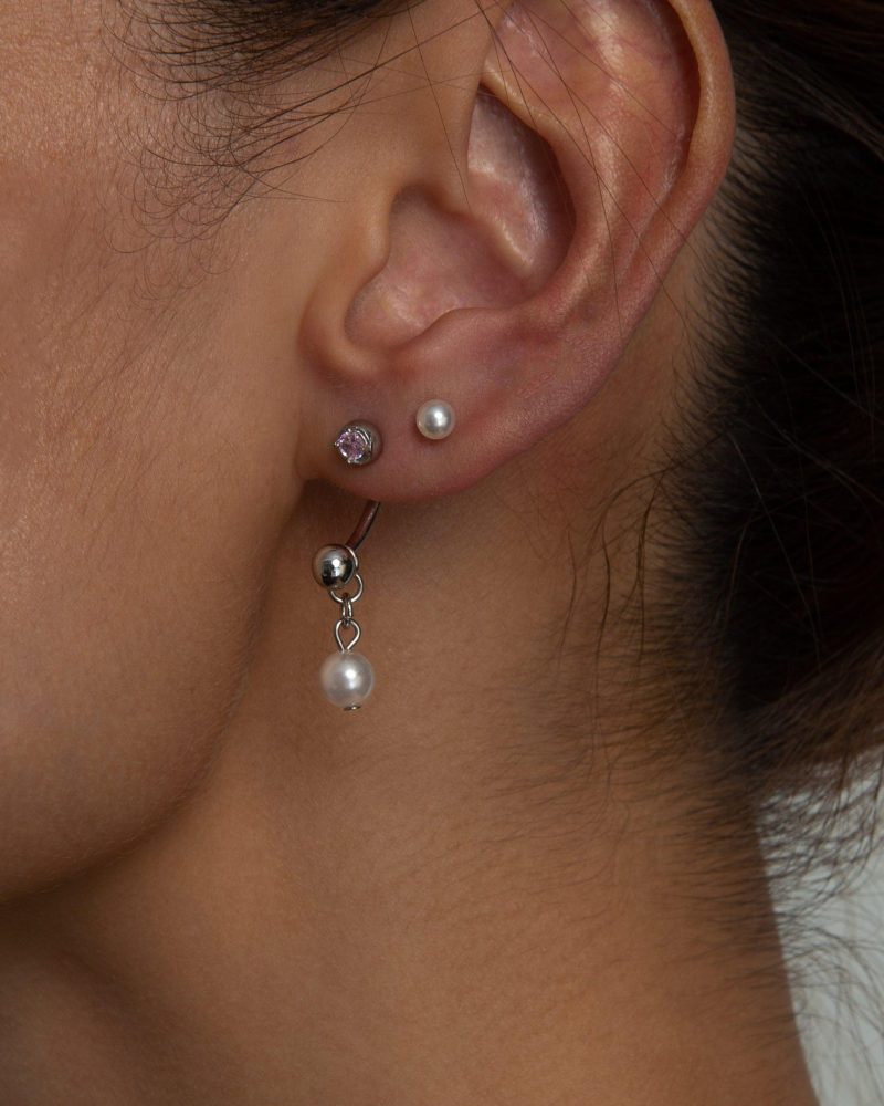 Dainty Pearl Flat Back Helix Earring (Single) - 图片 2