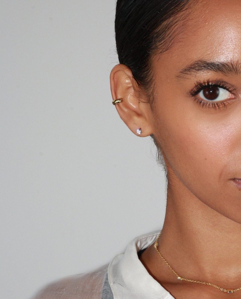 Single Shining Flat Back Helix Earring - 图片 2