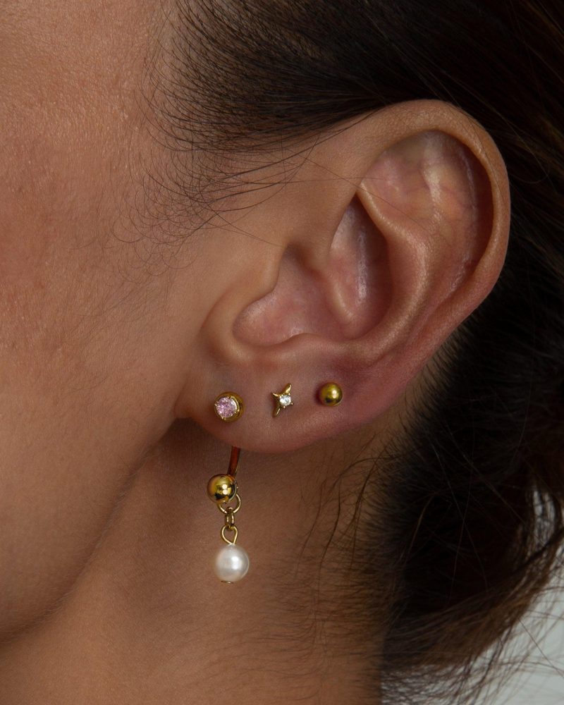 Single Sparkle Star Flat Back Helix Earring - 图片 2