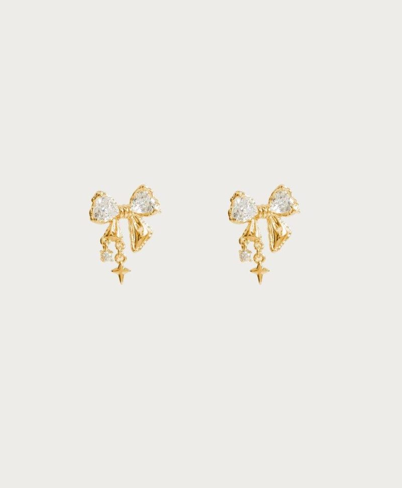 Sparkle Bow Earrings in Gold - Dazzling & Chic