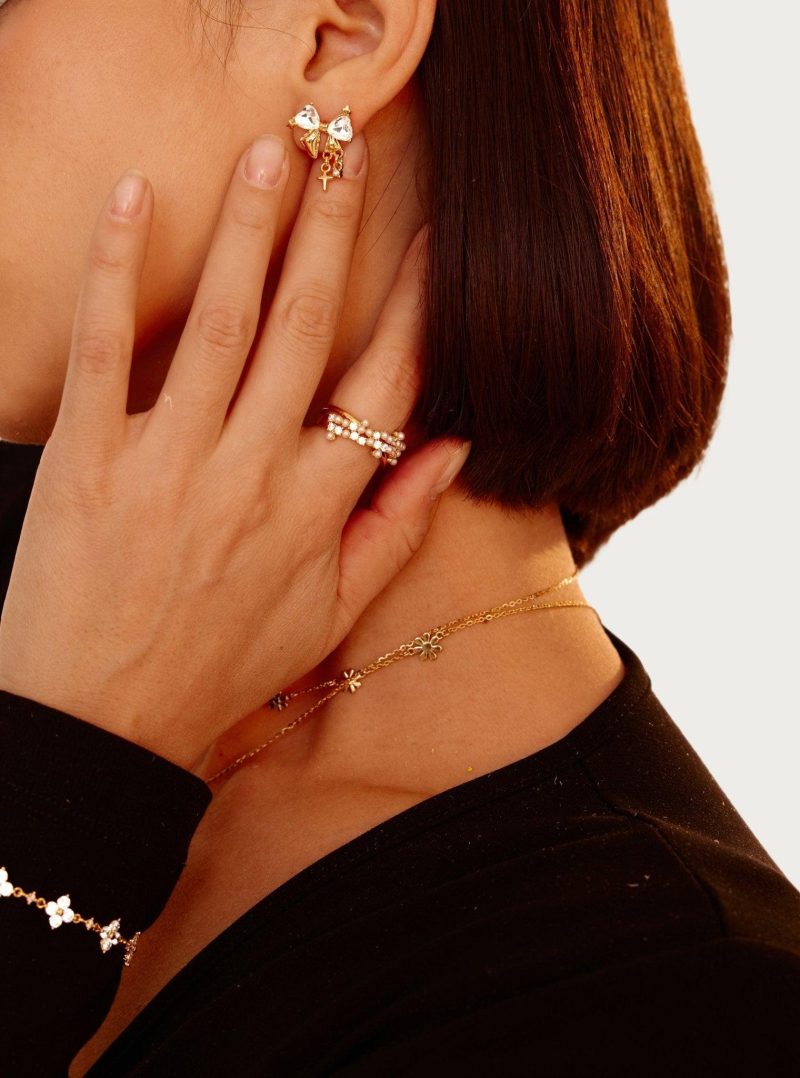 Sparkle Bow Earrings in Gold - Dazzling & Chic - 图片 5