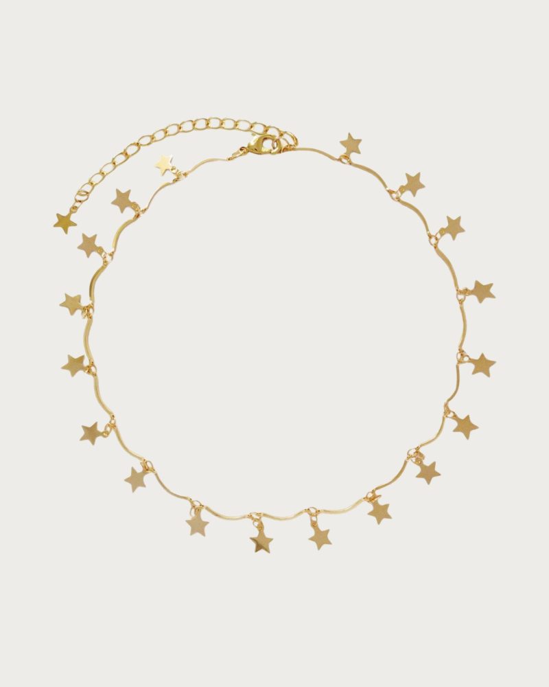 Delicate 18k Gold Plated Star Choker Necklace