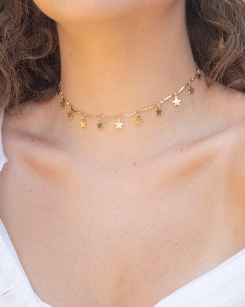 Delicate 18k Gold Plated Star Choker Necklace - 图片 2