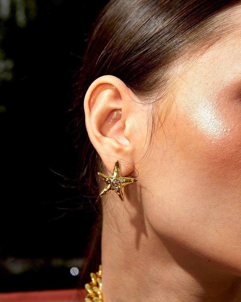Chic Starfish Stud Earrings | 18k Gold Plated & Silver Options - 图片 4