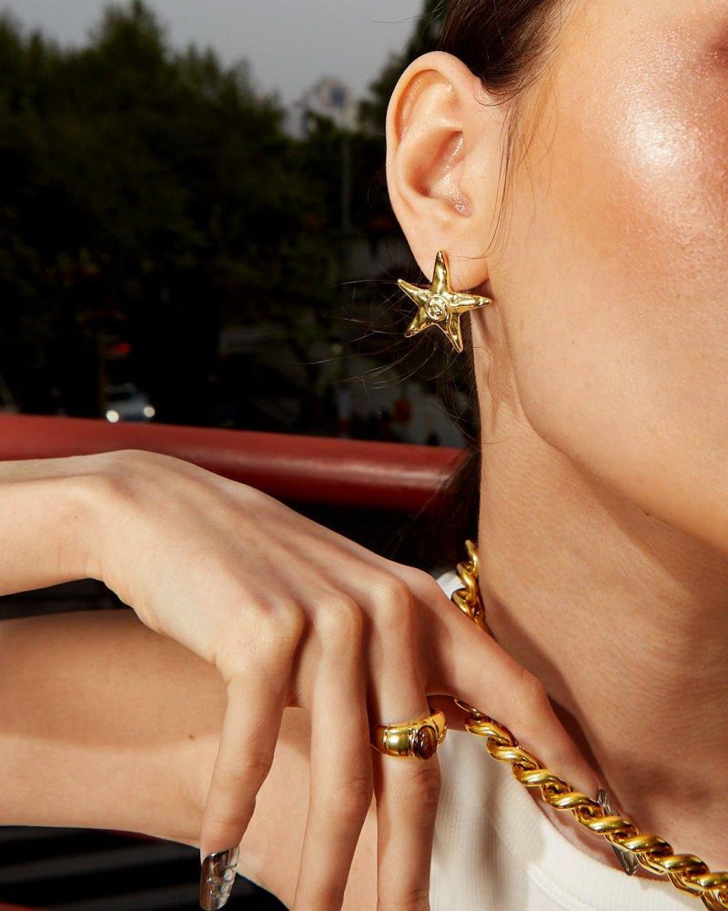 Chic Starfish Stud Earrings | 18k Gold Plated & Silver Options - 图片 2
