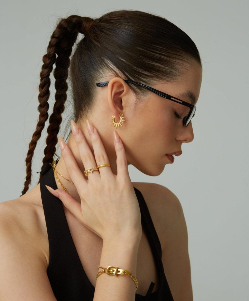 Sun Hoop Earrings | Radiant Gold & Silver Hoops for Effortless Style - 图片 2