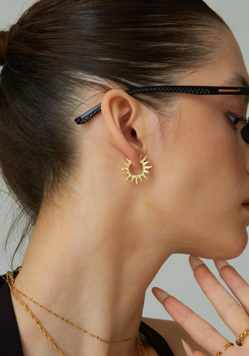 Sun Hoop Earrings | Radiant Gold & Silver Hoops for Effortless Style - 图片 3