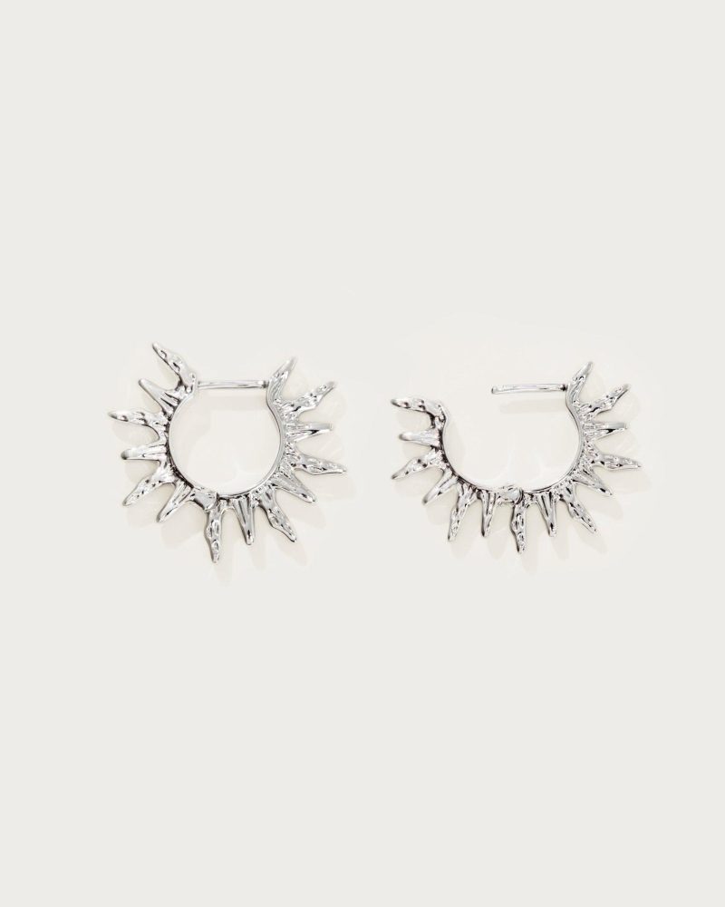 Sun Hoop Earrings | Minimalist Silver & Gold Hoops for Everyday Style - 图片 3