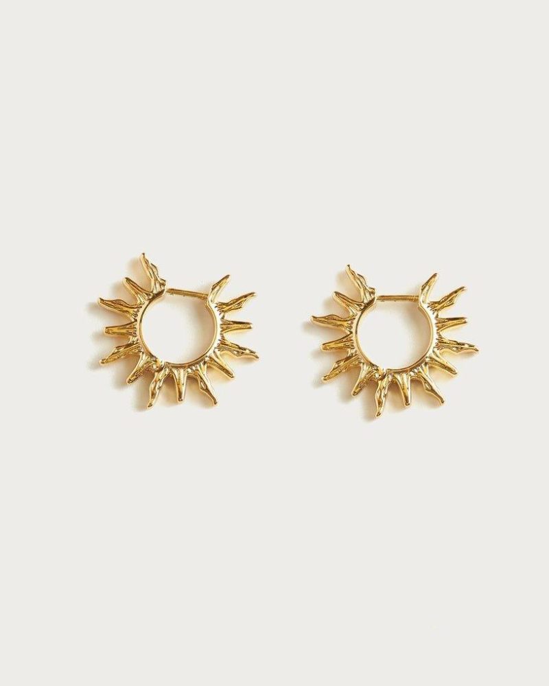 Sun Hoop Earrings | Minimalist Silver & Gold Hoops for Everyday Style - 图片 5