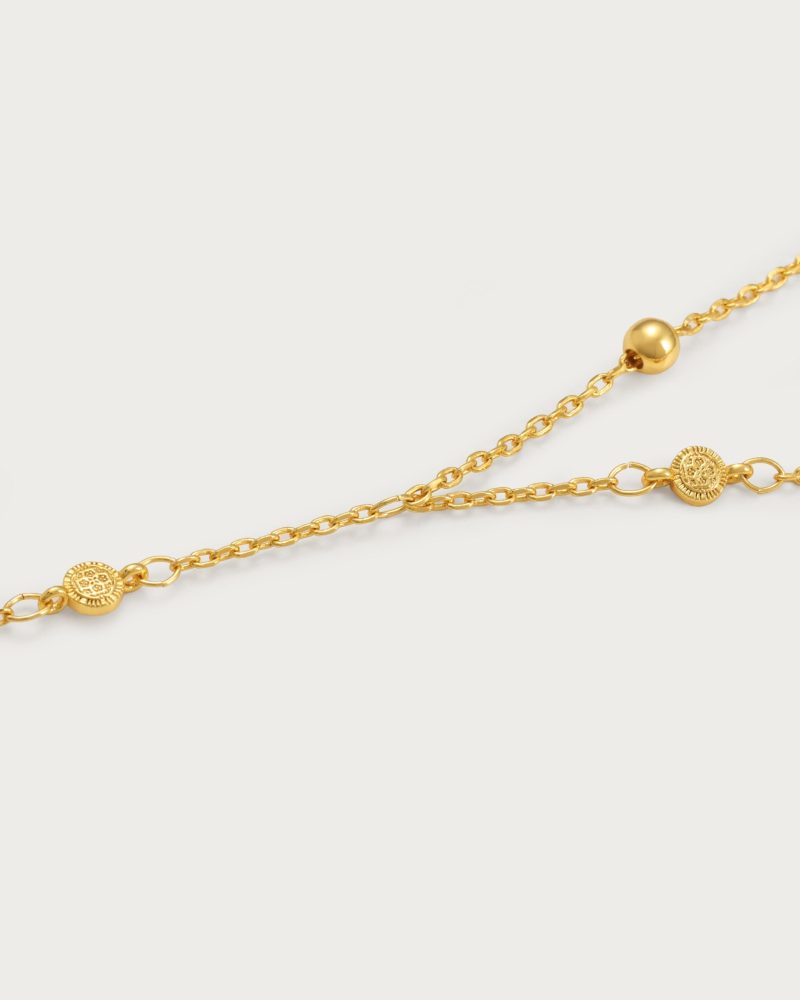 Golden Hojas Coin Hand Chain Bracelet | Adjustable Gold & Silver - 图片 3