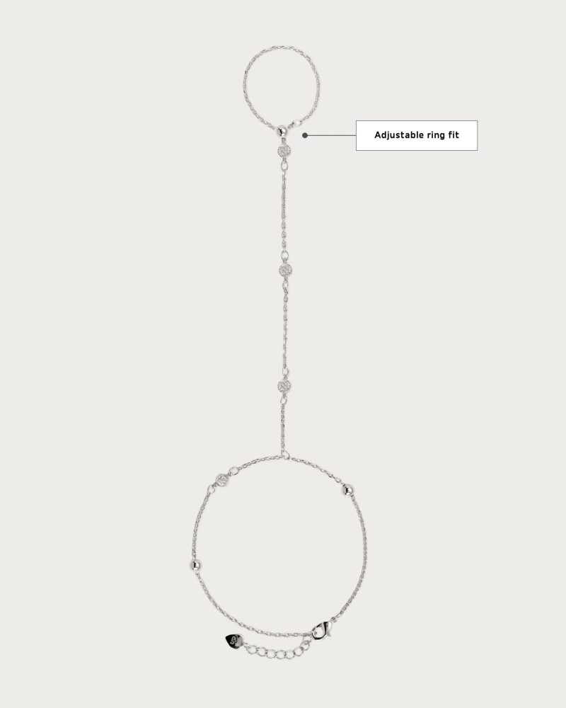 Hojas Coin Hand Chain Bracelet in Silver | Adjustable Ring & Chain - 图片 5