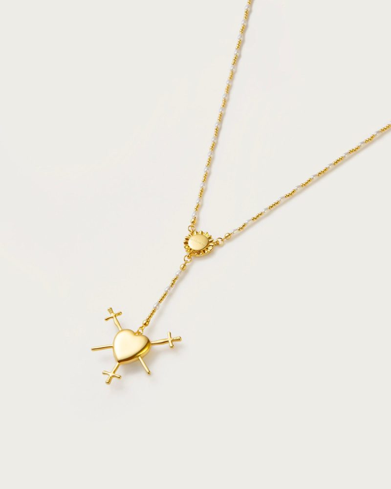 Three of Swords Rosary Necklace in Gold - 图片 3