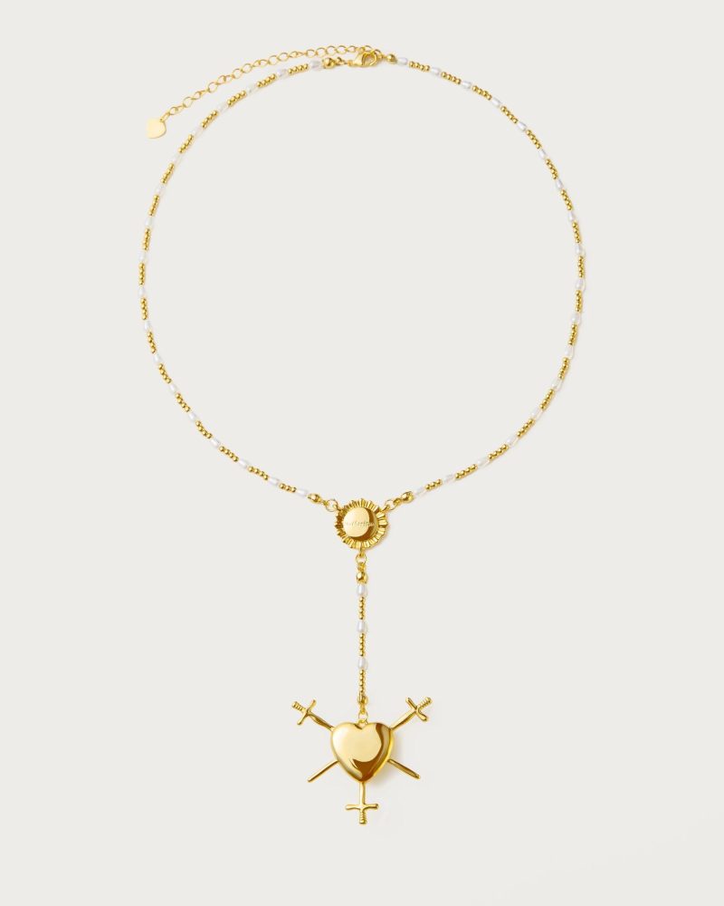 Three of Swords Rosary Necklace in Gold - 图片 5