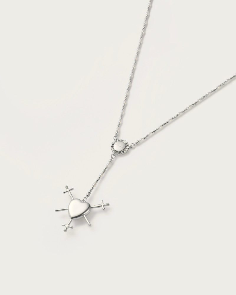 Three of Swords Rosary Necklace in Silver - 图片 3