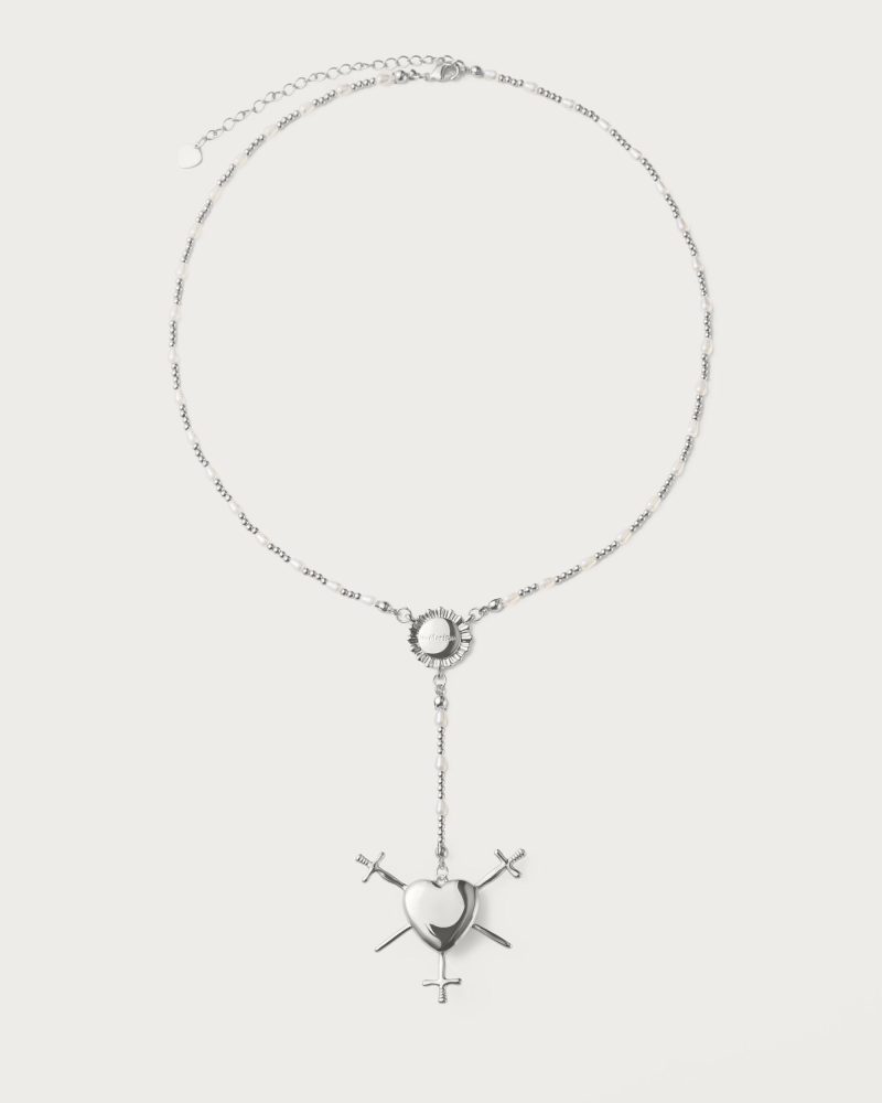 Three of Swords Rosary Necklace in Silver - 图片 5