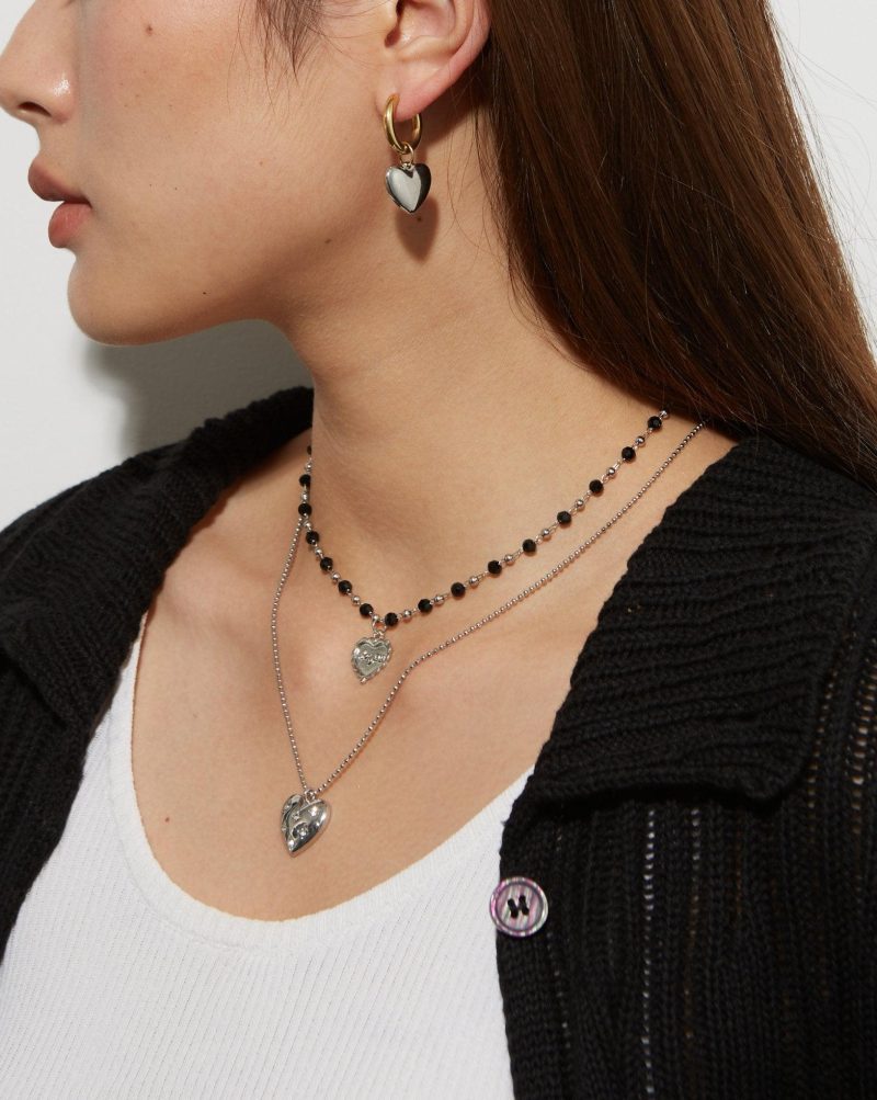 Vanan Heart & Bead Necklace - Gold & Silver Options - 图片 3