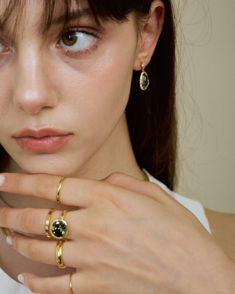 Verdant Dreams 18k Gold Plated Rhinestone Earrings - 图片 2