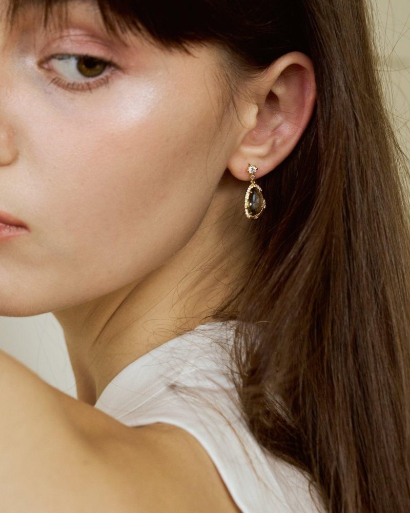 Verdant Dreams 18k Gold Plated Rhinestone Earrings - 图片 4