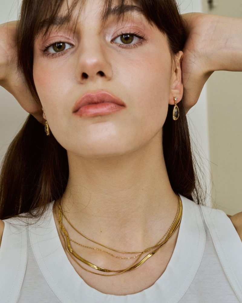 Verdant Dreams 18k Gold Plated Rhinestone Earrings - 图片 5