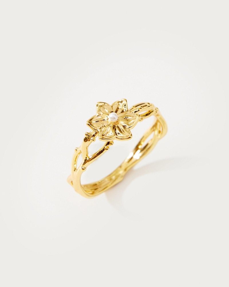 Victoria Gold Tulip Ring with Acrylic Pearl - Magic Garden Collection - 图片 3