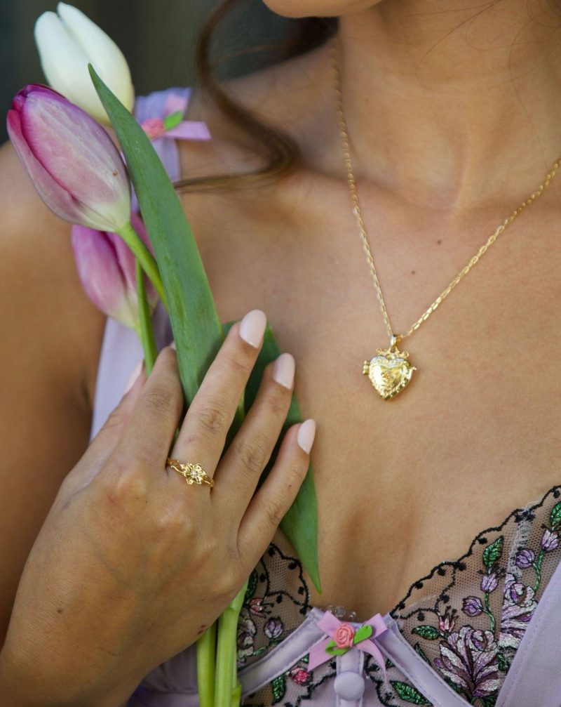 Victoria Gold Tulip Ring with Acrylic Pearl - Magic Garden Collection - 图片 2