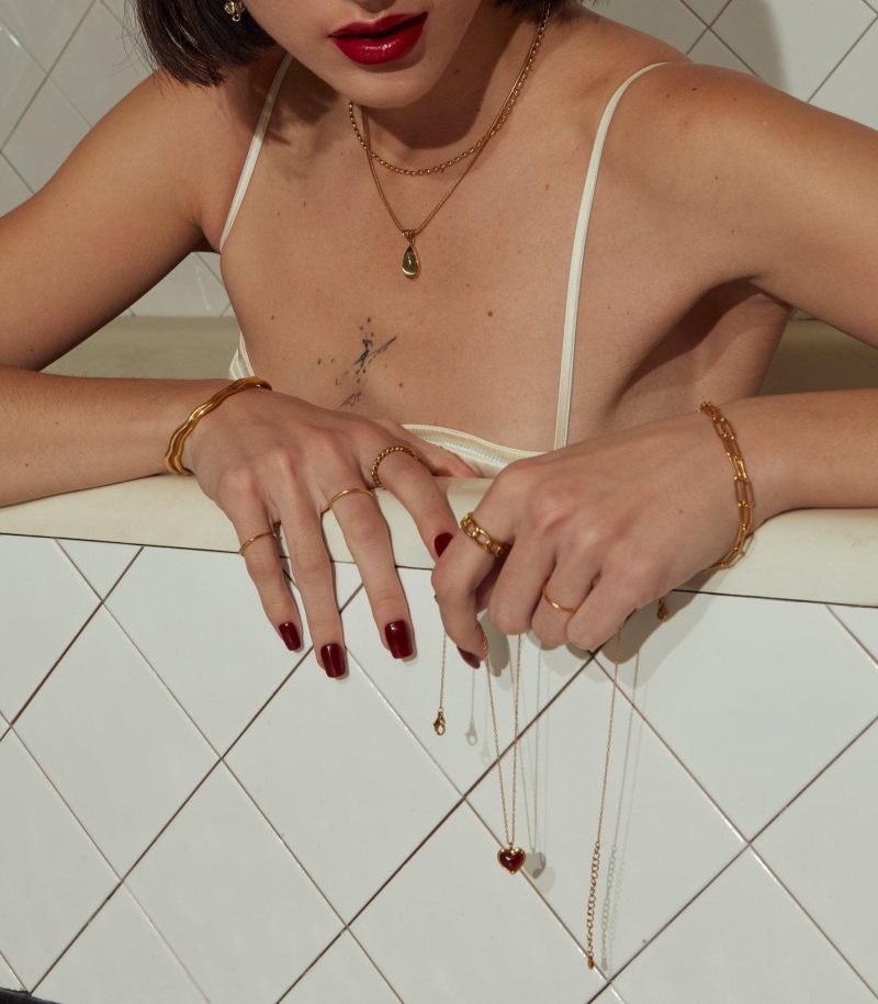 Waterdrop Necklace - Waterproof Stainless Steel with Resin Pendant - 图片 4