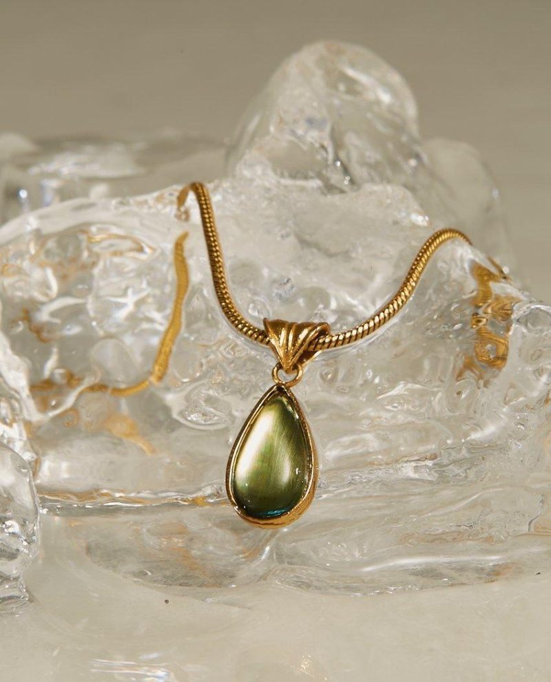 Waterdrop Necklace in Marine Blue - Waterproof & Tarnish-Free - 图片 4