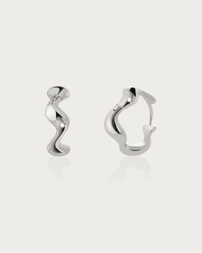 Silver Wave Hoop Earrings - Lightweight & Unique