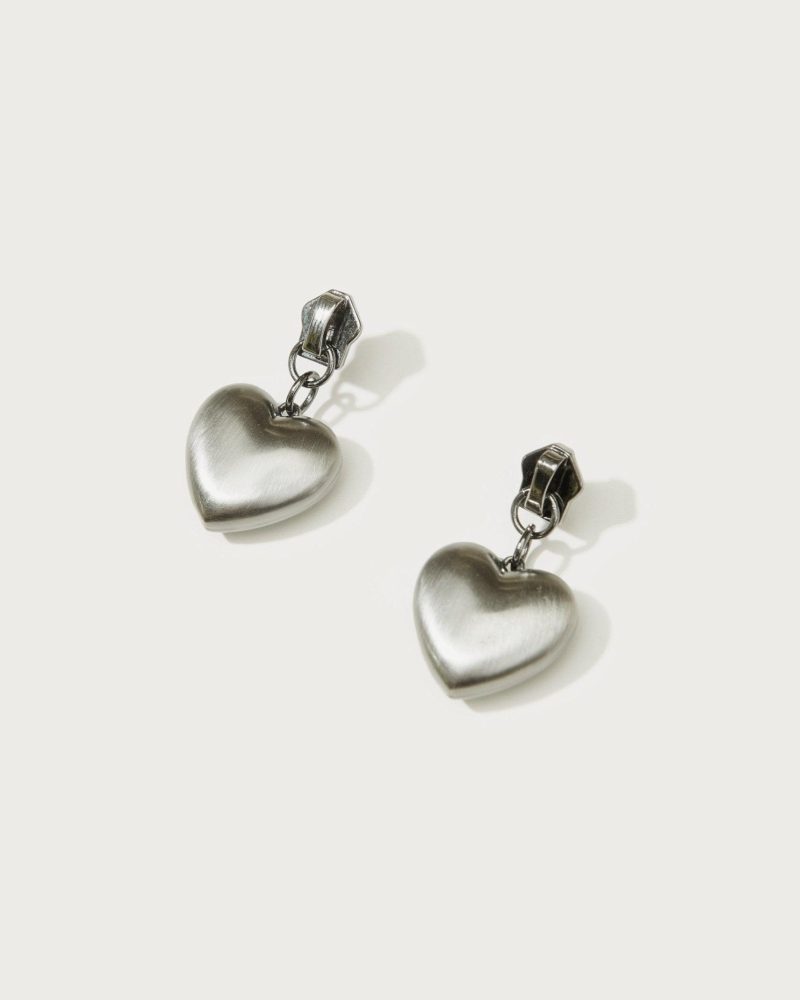 Heartstring Zipper Earrings | Unique Silver Plated Statement Piece