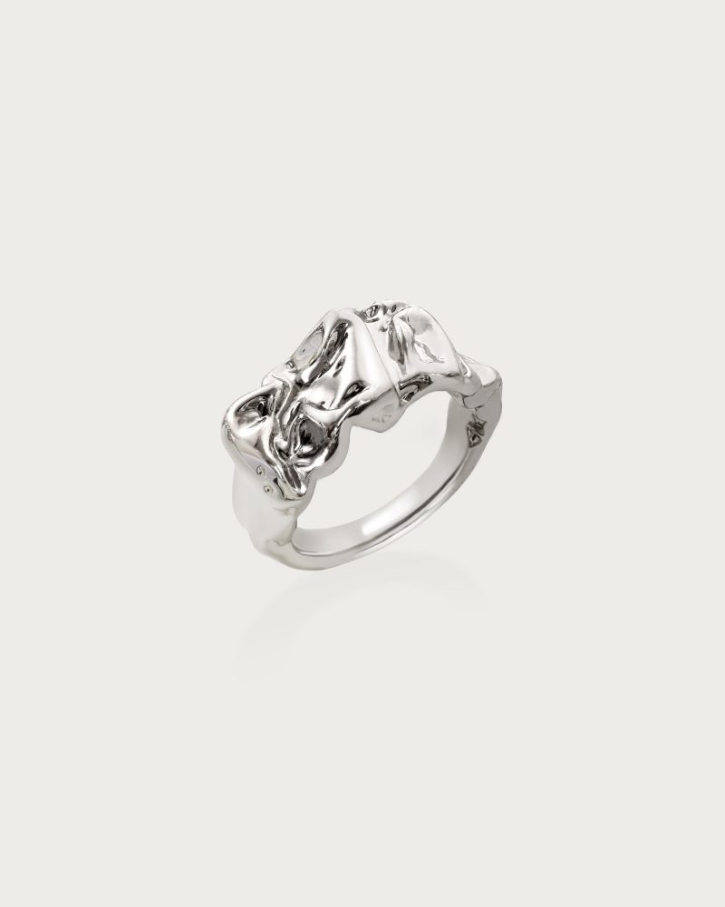 Textured Molten Ring in Silver - 图片 3